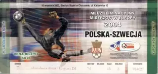 білет зб. Польща-Швеція 2003 відбір ЧЄ-2004 /Poland-Sweden football match ticket