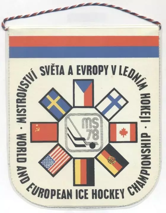 вимпел 20х17 хокей Чемпіонат Світу 1978 Прага офіц./World ch.ship hockey pennant 1