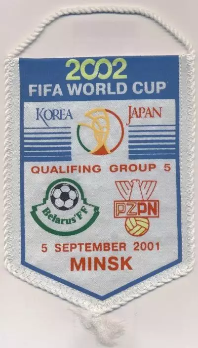 вимпел 18х13 Білорусь-Польща 2001 відбір ЧС-2002 / Belarus-Poland match pennant