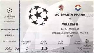 білет Sparta Prague Czech/Чехія-Willem II Netherlands/Нідерл. 1999b match ticket