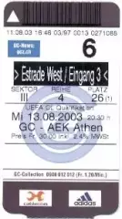 білет Grasshopper FC Switzerland/Швейц.-AEK Athens Greece/Грец.2003 match ticket