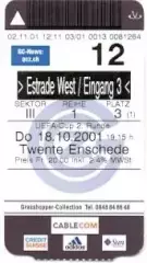 білет Grasshopper Switzerl./Швейц-FC Twente Netherlands/Нідерл.2001 match ticket
