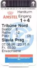 білет Grasshopper Switzerland/Швейц.-Slavia Prague Czech/Чехія 1996 match ticket