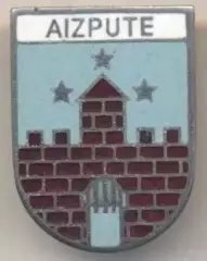 герб місто Айзпуте (Латвія) ЕМАЛЬ /Aizpute town,Latvia coat-of-arms enamel badge