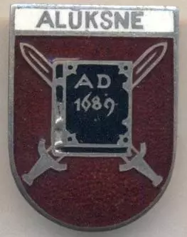 герб місто Алуксне (Латвія) ЕМАЛЬ /Aluksne town,Latvia coat-of-arms enamel badge