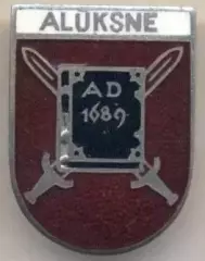 герб місто Алуксне (Латвія) ЕМАЛЬ /Aluksne town,Latvia coat-of-arms enamel badge