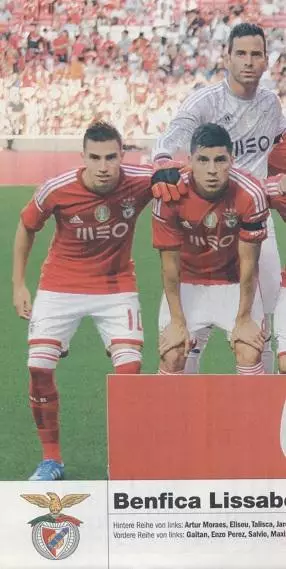 постер А4 футбол Бенфіка (Португалія) 2014 / SL Benfica,Portugal football poster