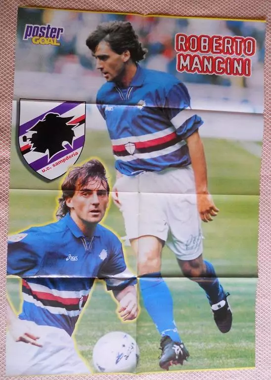 постер А1 футбол Роберто Манчині (Сампдорія,Італія/Mancini,Italy football poster