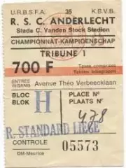 білет Бельгія Belgium League 19?? RSC Anderlecht-R.Standard Liege match ticket