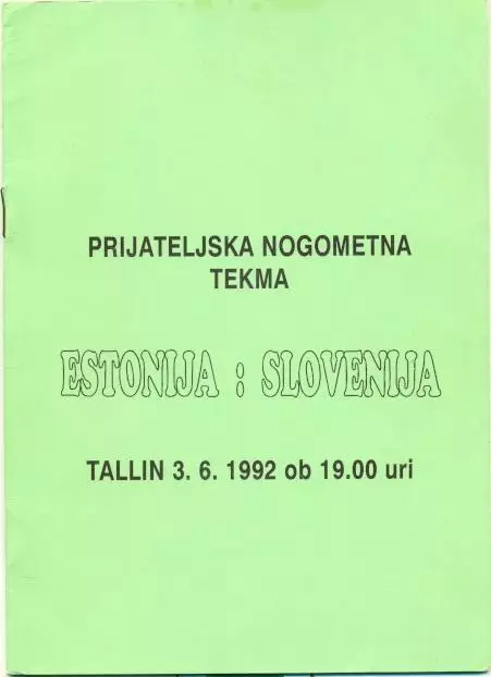 прог. зб. Естонія-Словенія 1992 МТМ / Estonia-Slovenia friendly match programme