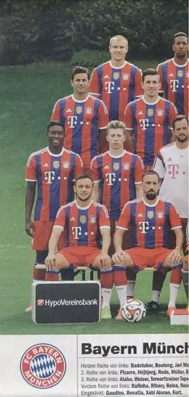 постер А4 футбол Баварія Мюнхен (Німеч.) 2014 /FC Bayern,Germany football poster
