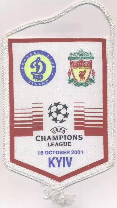 вимпел 18x13 Dynamo Kyiv-Ліверпуль/Liverpool FC England/Англ. 2001 match pennant