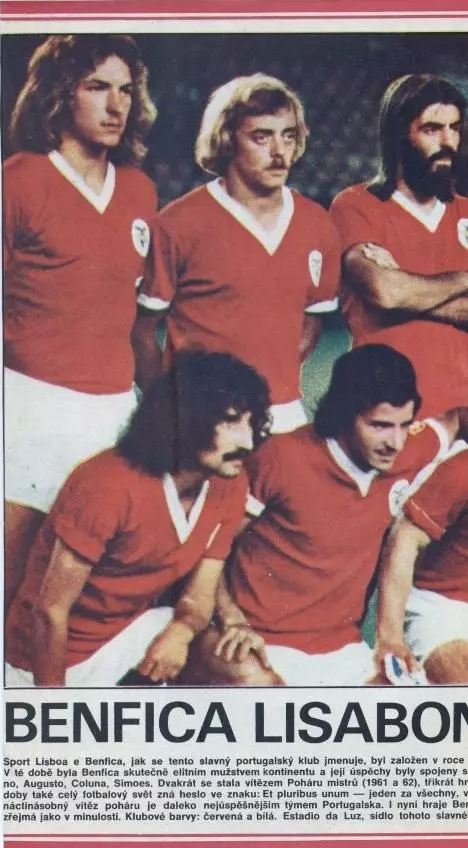 постер А3 футбол Бенфіка (Португалія) 1976 / SL Benfica,Portugal football poster
