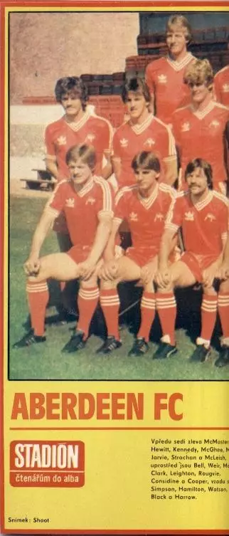 постер А4 футбол Абердін (Шотландія) 1983 / Aberdeen FC,Scotland football poster