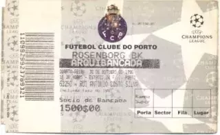 білет FC Porto Portugal/Португал-Rosenborg BK Norway/Норвегія 1996b match ticket
