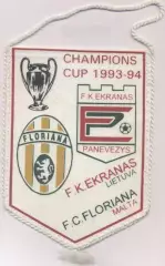 вимпел 18x13 Ekranas Lithuania/Литва-Floriana Malta/Мальта 1993 match pennant