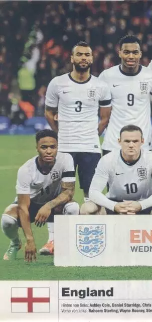 постер А4 футбол зб. Англія 2014 Кікер / England national football team poster