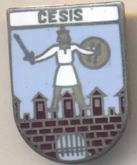 герб ембл.місто Цесіс (Латвія) ЕМАЛЬ/Cesis town,Latvia coat-of-arms enamel badge
