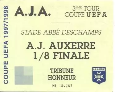 білет AJ Auxerre France/Франц-Твенте/FC Twente Netherl/Нідерл.1997a match ticket