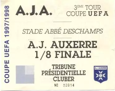 білет AJ Auxerre France/Франц-Твенте/FC Twente Netherl/Нідерл.1997b match ticket