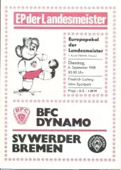 прог.Dynamo Berlin GDR/НДР-Werder Bremen Germany/Німеччина 1988 match programme