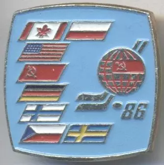 хокей,чемп-т Світу ЧС-1986 Москва емблема4 алюм. /ice hockey World ch.ship badge