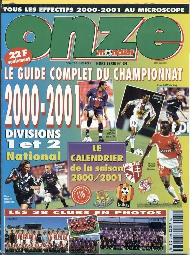 Франция,чемп-т 2000-01 спецвидання Онз/Onze Mondial France football season guide