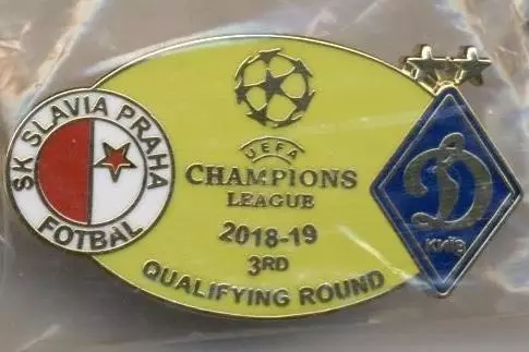 матч 2018 Динамо Київ/Dynamo Kyiv-Славія/Slavia Czech/Чехія 2018 ЕМАЛЬ match pin