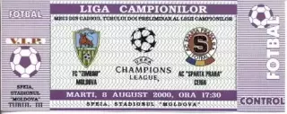 білет Зимбру/Zimbru Mold/Молд-Спарта/Sparta Praha Czech/Чехія 2000a match ticket