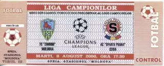 білет Зимбру/Zimbru Mold/Молд-Спарта/Sparta Praha Czech/Чехія 2000b match ticket