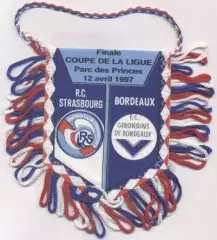 вимпел 10x8 France cup coupe ligue Strasbourg-Girond.Bordeaux 1997 match pennant
