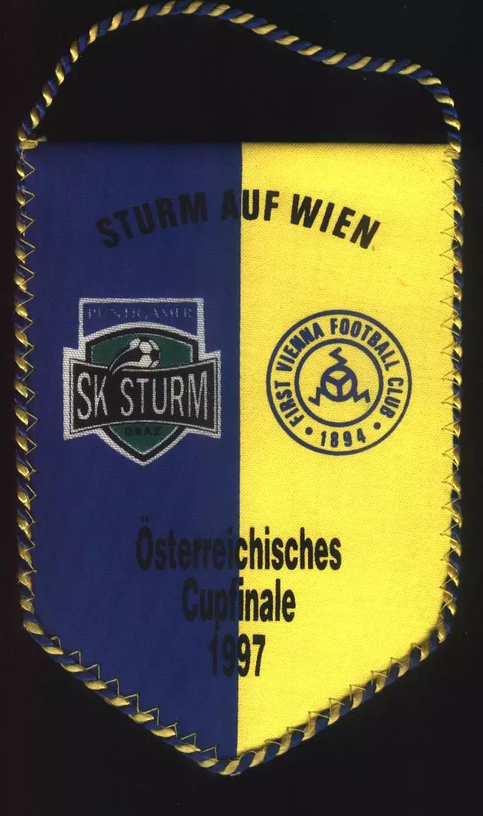 вимпел 15x11Австрія/Austria cup final Sturm Graz-First Vienna 1997 match pennant