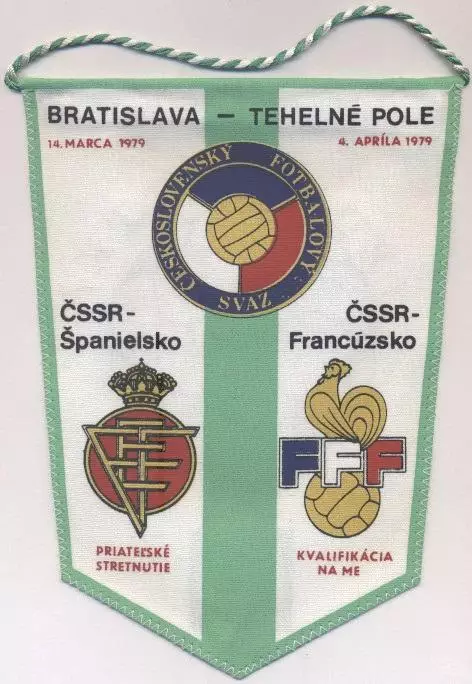 вимпел 20х15 Czechoslovakia-Spain + CSSR-France 1979 football 2-matches pennant