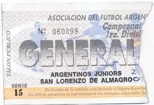 білет Аргентина Campeonato Argentina A.Juniors-San Lorenzo entrada match ticket