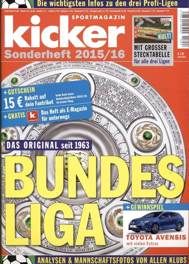 Футбол,Німеччина,чемп-т 2015-16, спецвидання Кікер /Kicker Sonderheft Bundesliga