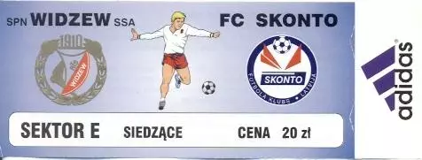 білет Відзев/Widzew Poland/Польща-Сконто/FC Skonto Latvia/Латв.1999 match ticket