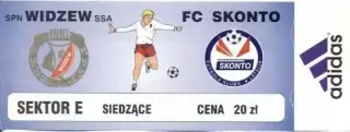 білет Відзев/Widzew Poland/Польща-Сконто/FC Skonto Latvia/Латв.1999 match ticket