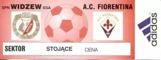 білет Відзев/Widzew Poland/Польща-AC Fiorentina Italy/Італія 1999a match ticket