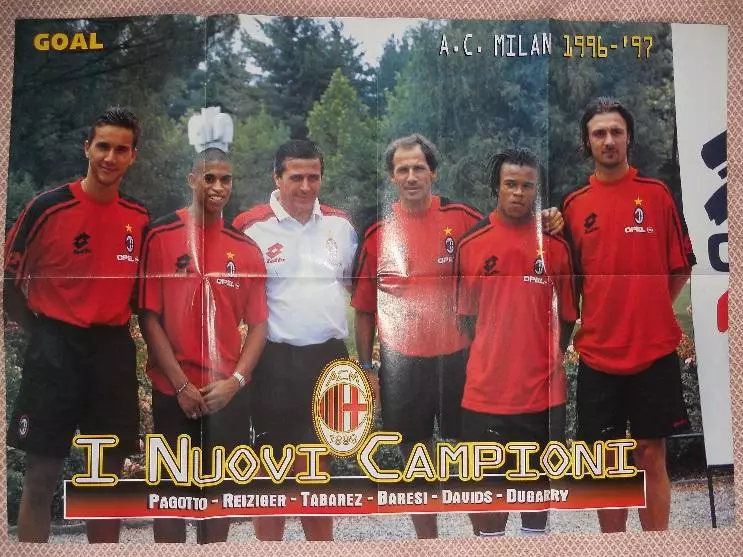 постер А1 футбол Мілан - зірки 1990-х (Італія) /AC Milan stars,Italy team poster