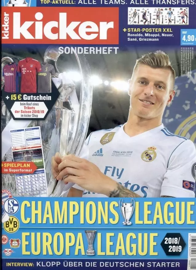 Футбол,Ліга Чемпіонів 2018-19,спецвидання Кікер /Kicker Champions league preview