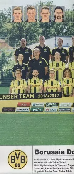 постер А4 футбол Боруссія Дортмунд (Німеч. 2016/Borussia Dortmund,Germany poster