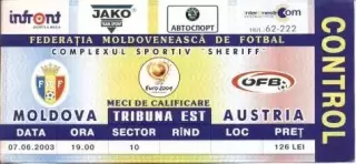 білет зб. Молдова-Австрія 2003 відбір ЧЄ-2004a / Moldova-Austria match ticket
