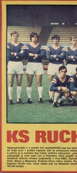 постер А4 футбол Рух Хожув (Польща) 1970-ті /Ruch Chorzow,Poland football poster