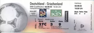 білет зб.Німеччина-Греція 2000 відб.ЧС-2002/Germany-Greece football match ticket