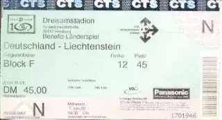 білет зб.Німеччина-Ліхтеншт.2000 МТМ/Germany-Liechtenstein friendly match ticket