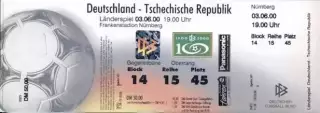 білет зб. Німеччина-Чехія 2000 МТМ /Germany-Czech friendly football match ticket