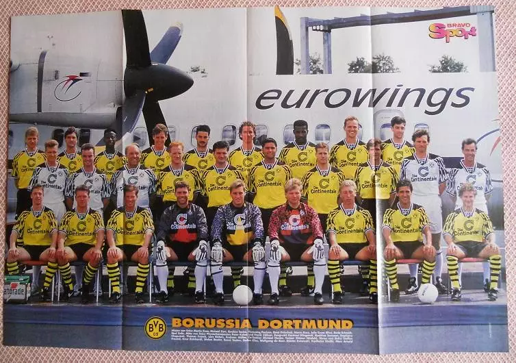 постер А1 футбол Боруссія Дортм.Borussia 1997 (Німеч./баскетбол Хакім+Шак poster