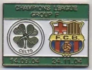матч Селтік/Celtic Scotland-Барселона/FC Barcelona Spain 2004 важмет match pin