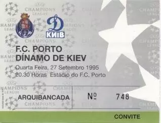 білет Порту/FC Porto Portugal/Португалія-Динамо Київ/Dyn.Kyiv 1995a match ticket