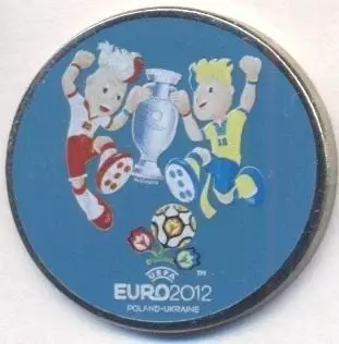 Чемп-т Євро ЧЄ-2012 Укр+Поль.талісман офіц.важмет/Euro football mascot pin badge